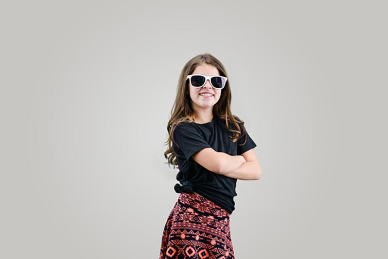 smiling girl with sunglasses