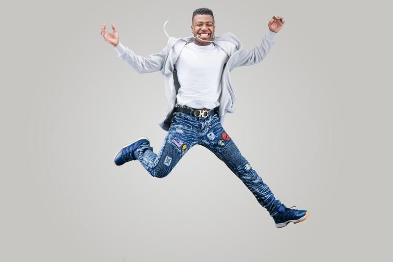man jumping in air